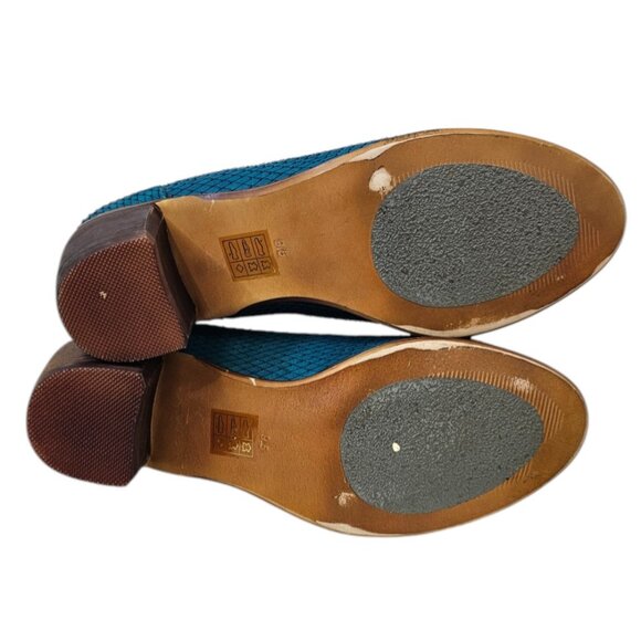 Miz Mooz Womens Nomad Turquoise Blue Leather Heeled Ankle Boots, Western, Sz 9.5 - Picture 8 of 9